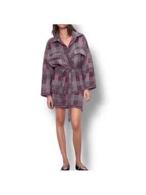 Zara Women's PLAID CHECK TWEED KNIT OVERSHIRT JACKET & SKIRT SET Sz L NWT RARE